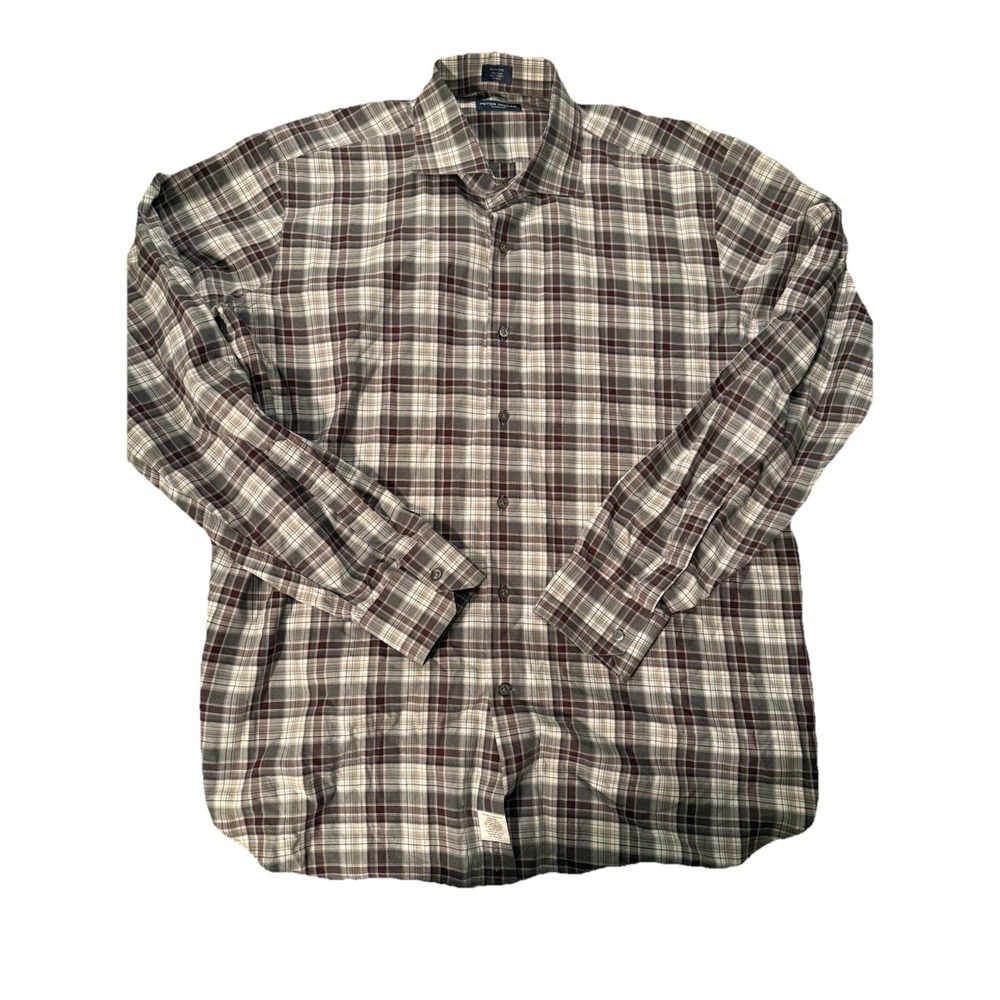 Peter Millar The Collection Brown/white plaid shirt size XL